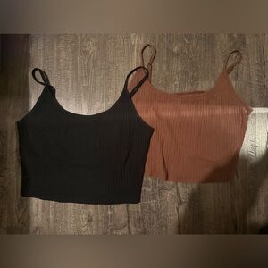 BUNDLE!!!! Old Navy Black and Light Brown Ribbed Crop Tops